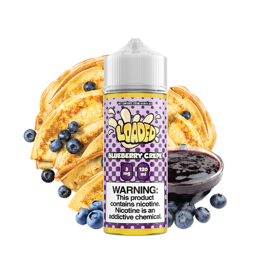 LOADED Series E-Liquid | 120mL | 3mg | Freebase | Blueberry Crepe with Background