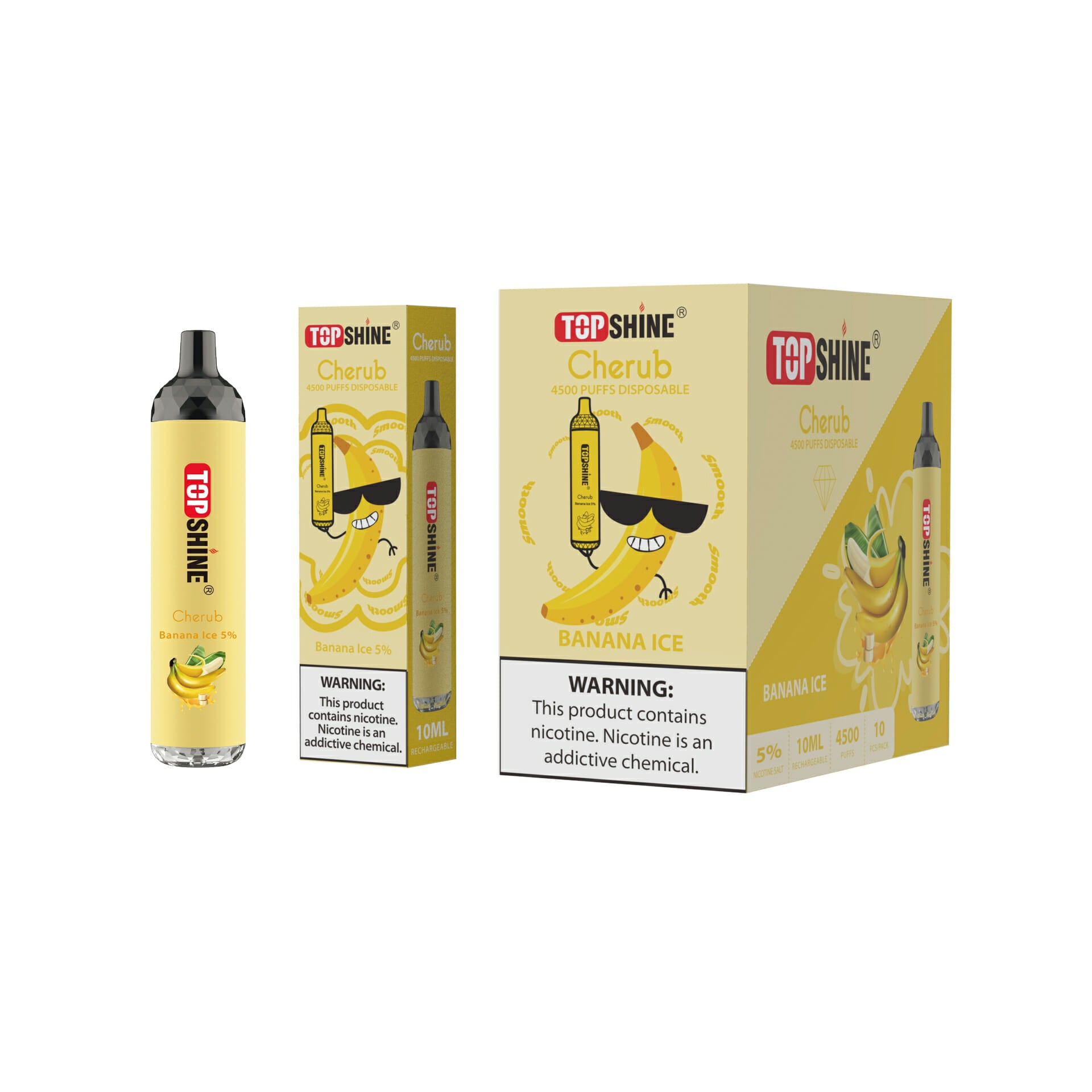 Topshine Disposable | 4500 Puffs | 10mL | banana ice with packaging