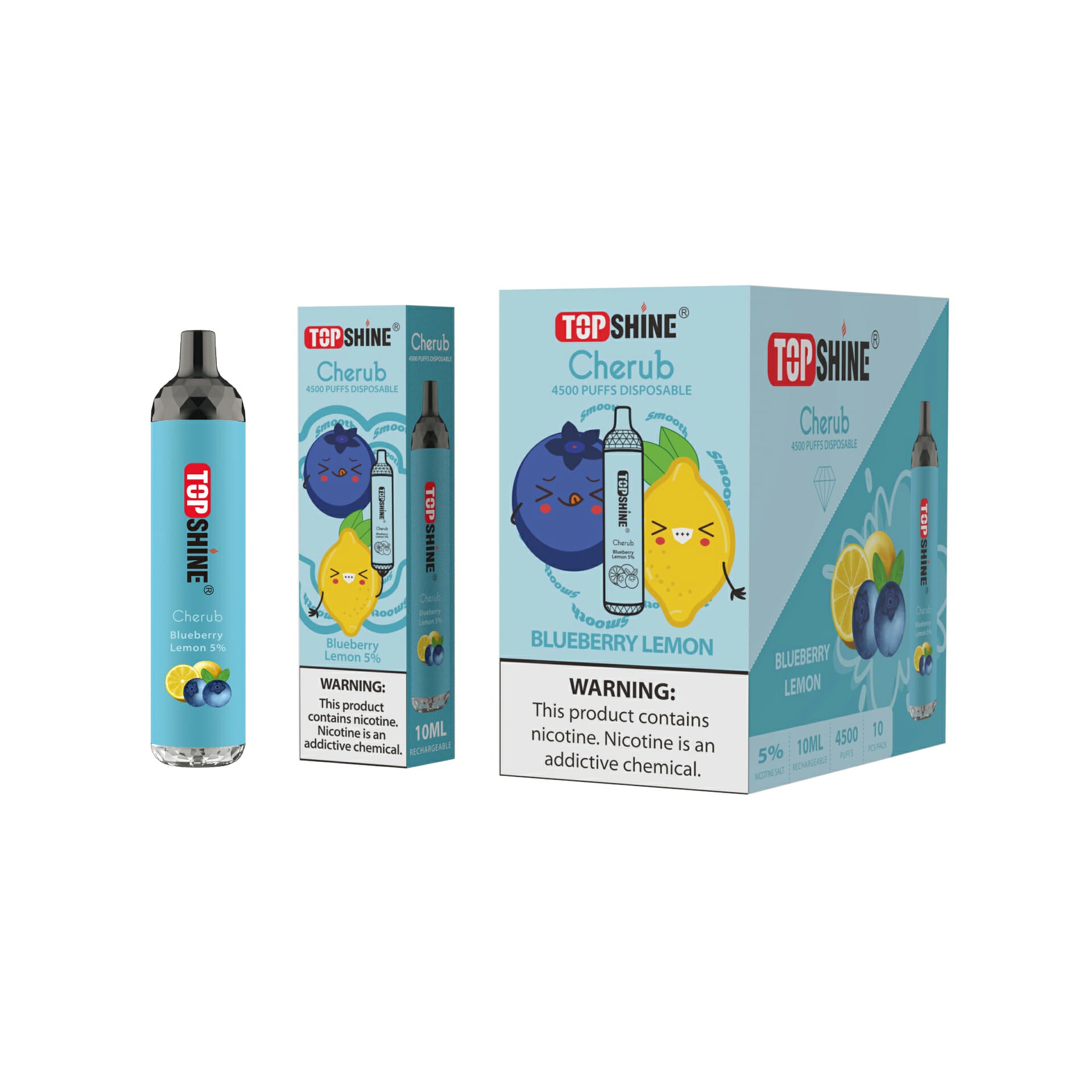Topshine Disposable | 4500 Puffs | 10mL | blueberry lemon with packaging