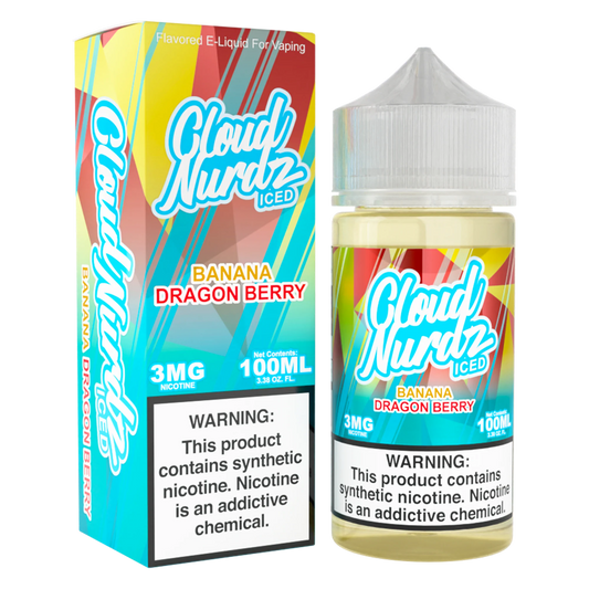 Banana Dragon Berry Ice by Cloud Nurdz Series E-Liquid 100mL (Freebase) bottle with packaging