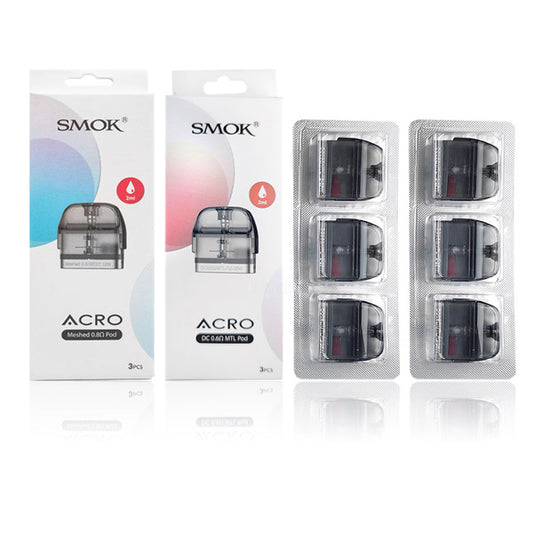 Smok ACRO Replacement Pods | 3-Pack | Group Photo with Packaging