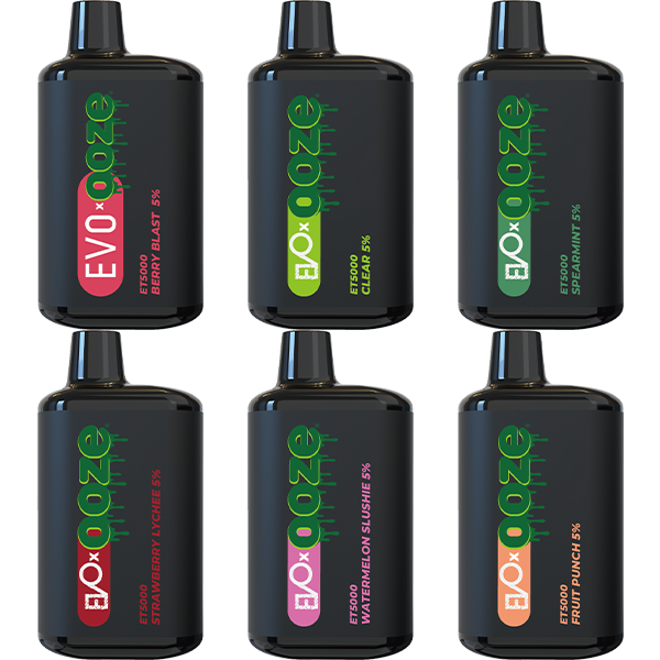 EVO x Ooze Bar Disposable ET5000 | 5000 Puff | 13mL | 5% | Group Photo