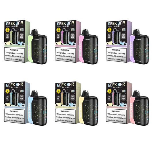 Geek Bar Pulse X Disposable | 25000 Puffs | 18mL | 50mg | Group Photo with packaging