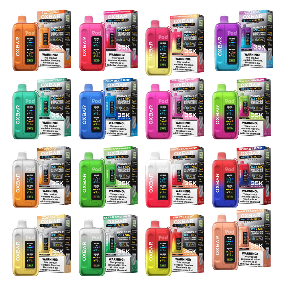 Oxbar Ice-Nic Control Pod Juice Edition Disposable | 35000 Puffs | 14mL | 50mg | group image with packaging