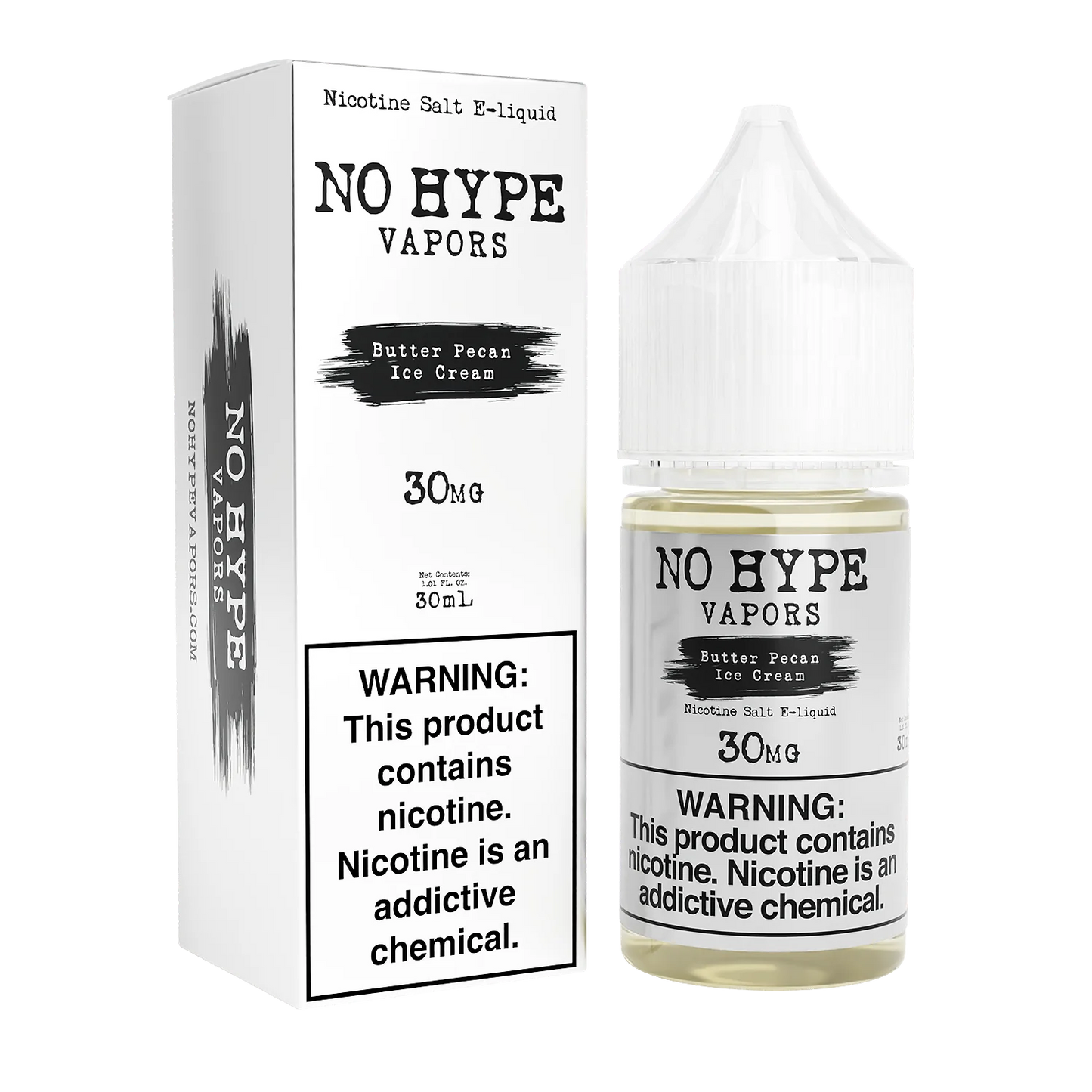 Butter Pecan Ice Cream by No Hype E-Liquid 30mL Salt Nic bottle with packaging