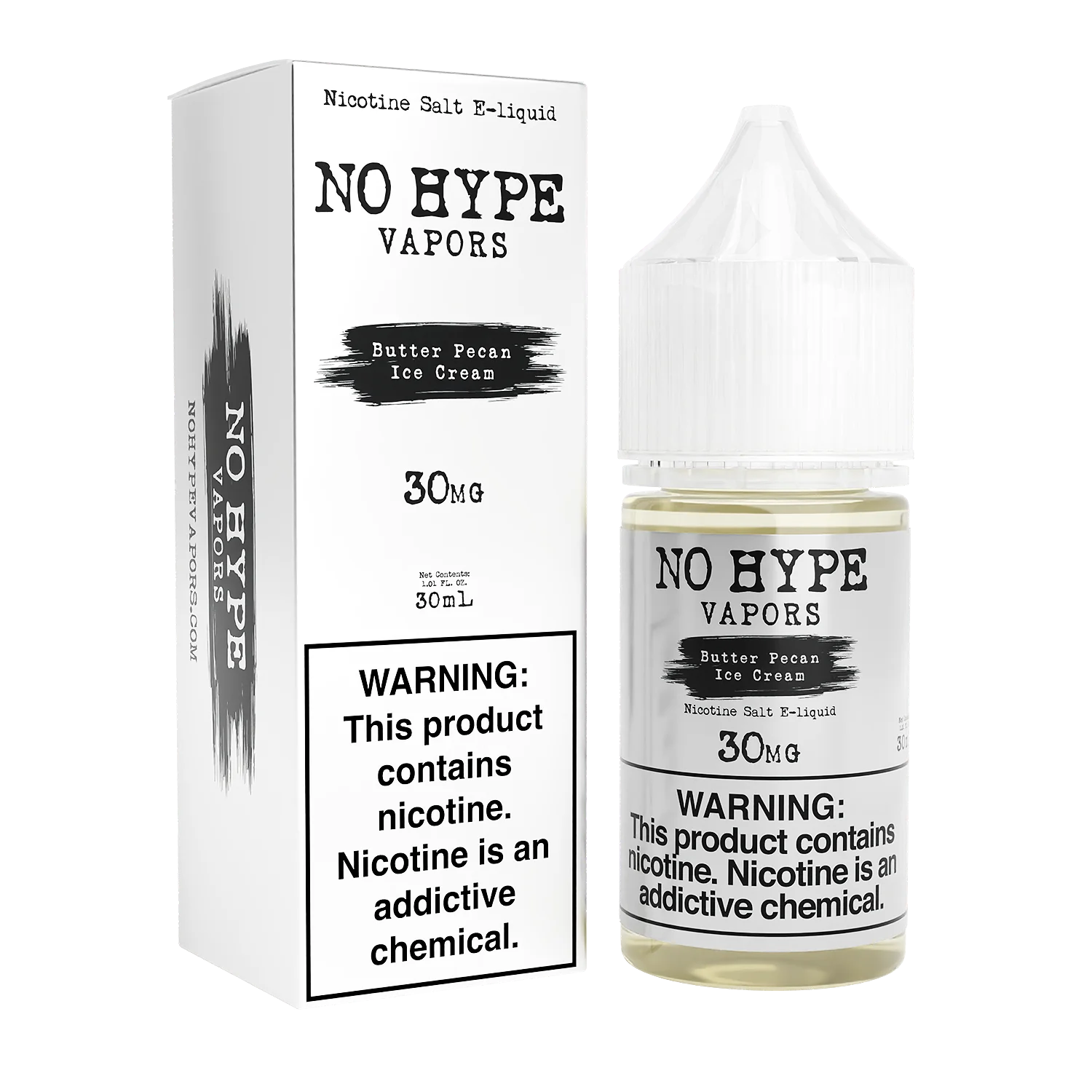 Butter Pecan Ice Cream by No Hype E-Liquid 30mL Salt Nic bottle with packaging