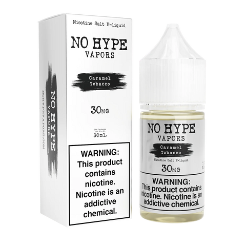 Caramel Tobacco by No Hype E-Liquid 30mL Salt Nic bottle with packaging