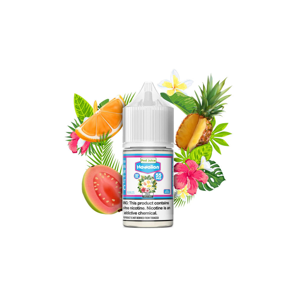 Hawaiian by Pod Juice Salts Series 30mL bottle with background