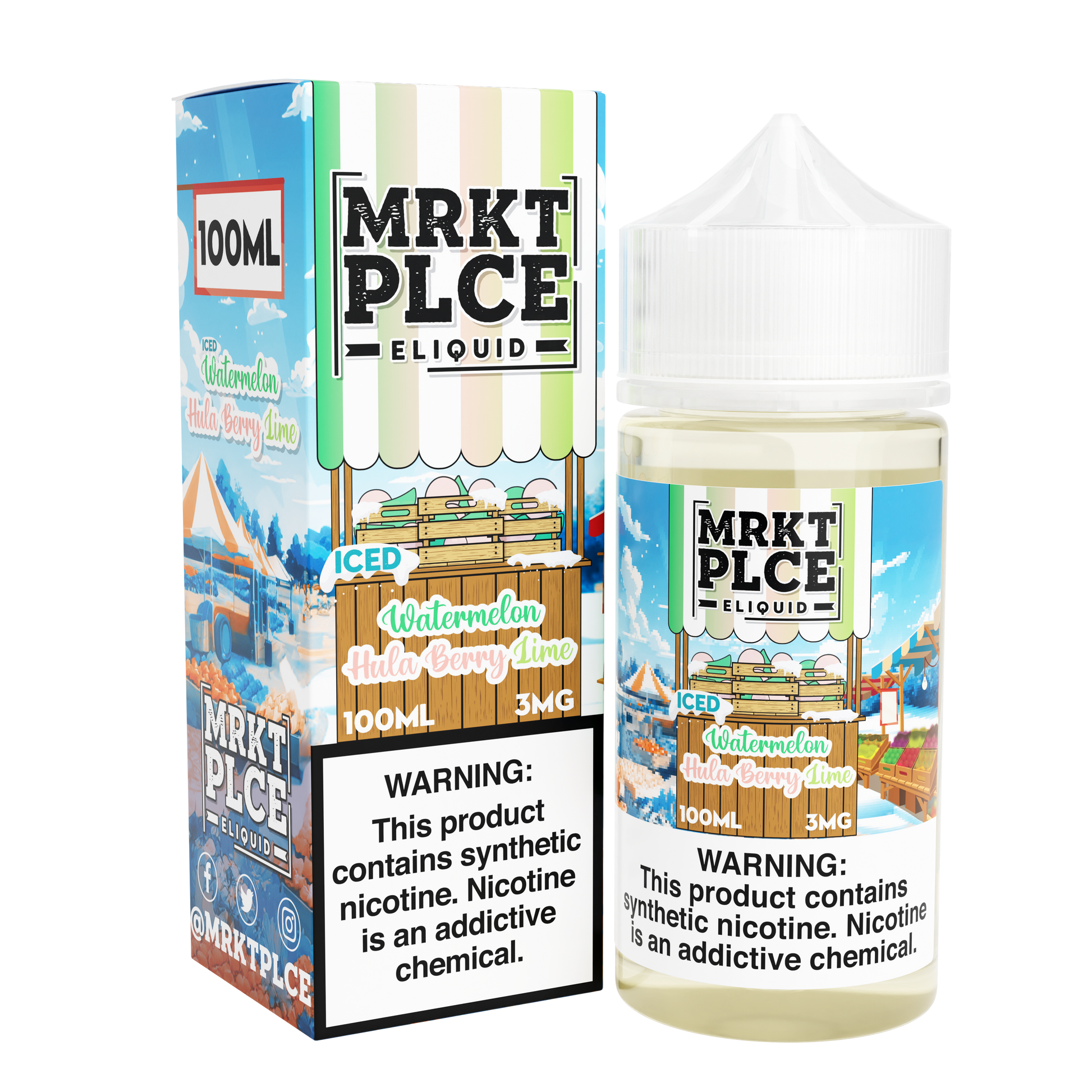 Iced Watermelon Hula Berry Lime by MRKT PLCE Series 100mL with Packaging