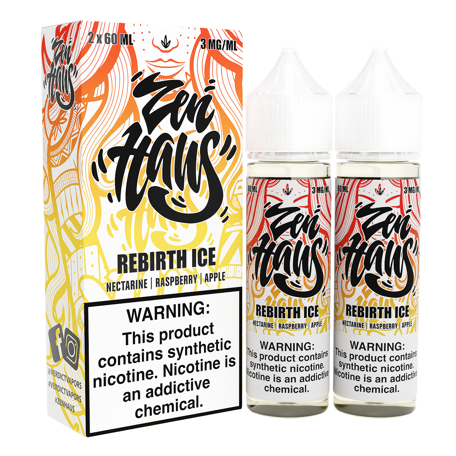Rebirth ICE by ZEN HAUS E-Liquid 2X 60ml with Packaging