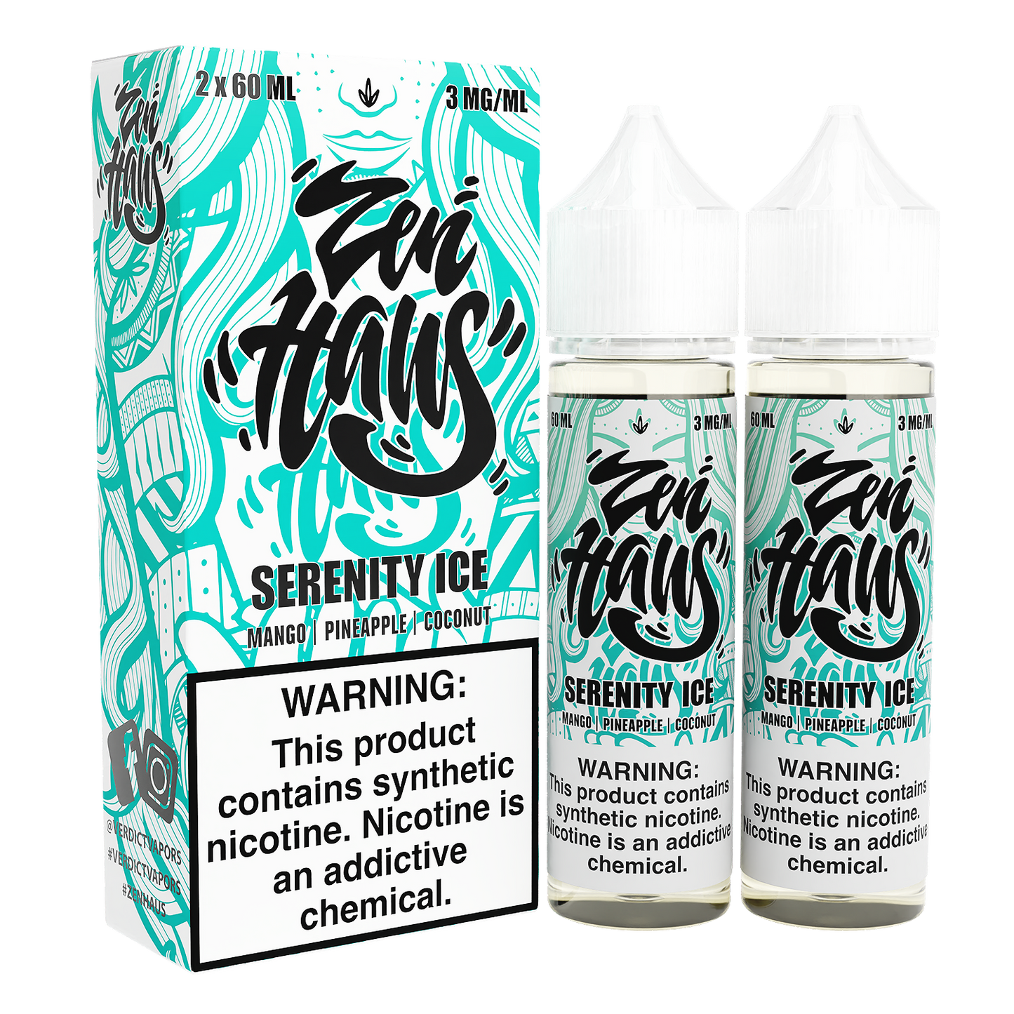 Serenity ICE by ZEN HAUS E-Liquid 2X 60ml with Pacakaging