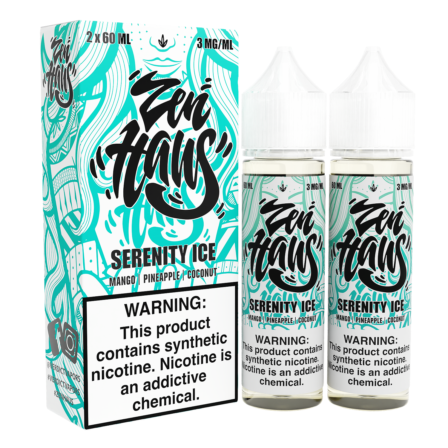 Serenity ICE by ZEN HAUS E-Liquid 2X 60ml with Pacakaging