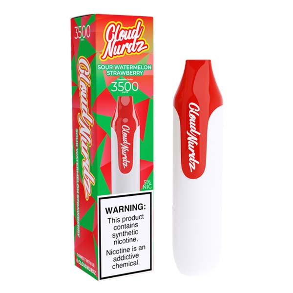 Cloud Nurdz Disposable Series | 3500 Puffs | 10mL sour watermelon strawberry with packaging