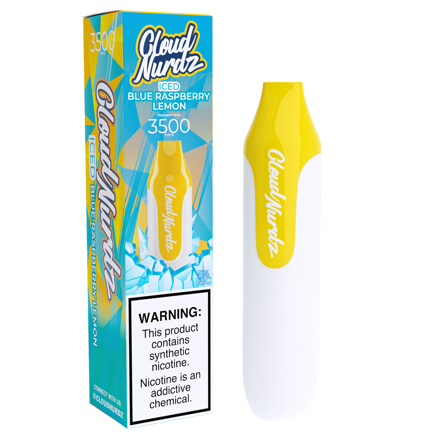 Cloud Nurdz Disposable Series | 3500 Puffs | 10mL blue raspberry lemon iced with packaging