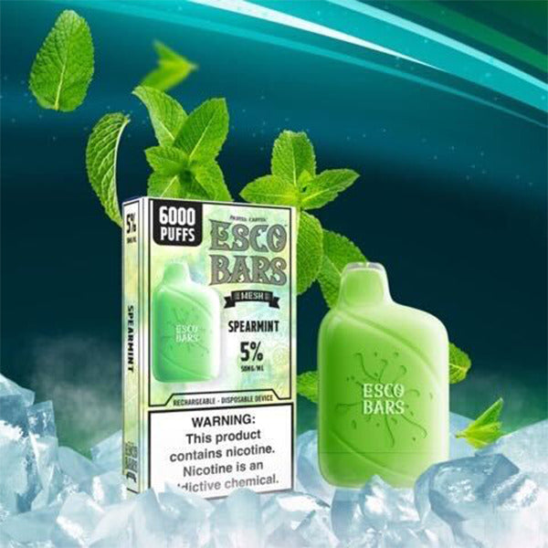 Esco Bars Mesh Disposable | 6000 Puffs | 15mL | 5% | Spearmint with Packaging
