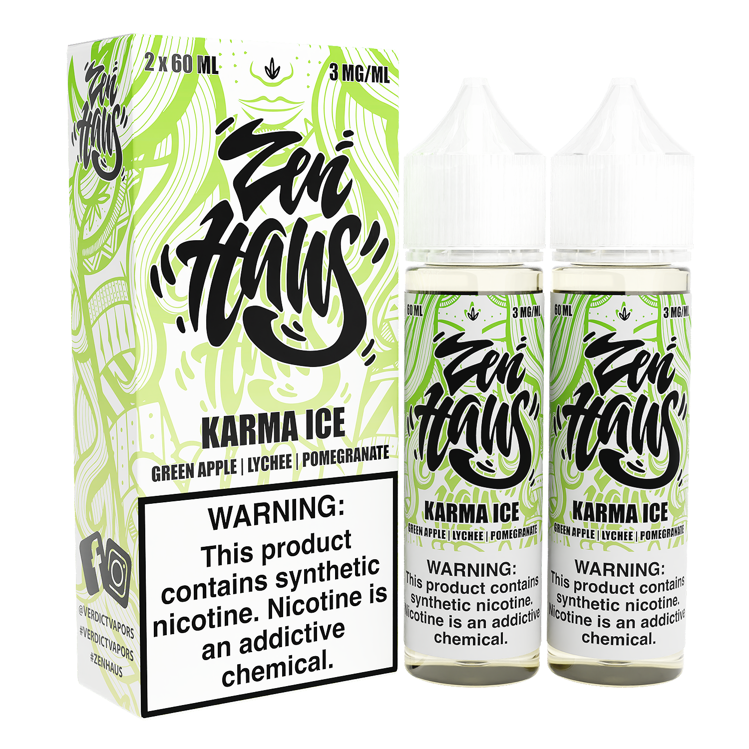 ZEN HAUS E-Liquid | 2X 60ml | 3mg | Karma ICE with packaging