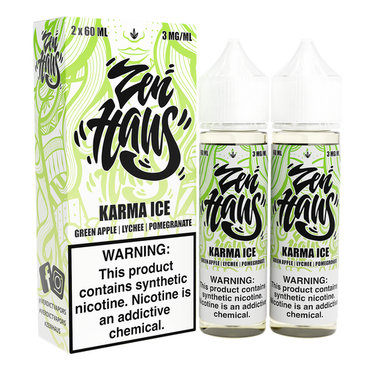ZEN HAUS E-Liquid | 2X 60ml | 3mg | Karma ICE with packaging
