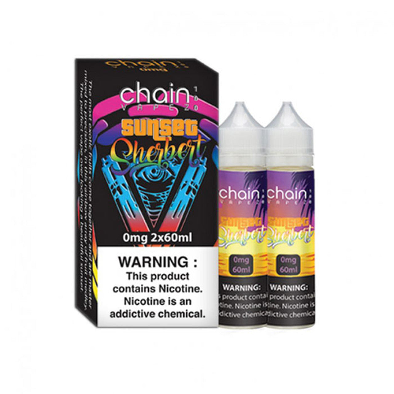 Chain Vapez Series E-Liquid | x2-60mL (120mL) | 0mg | Sunset Sherbert with Packaging