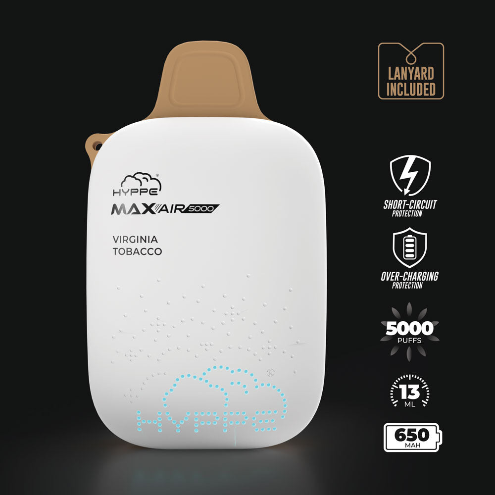 Max Air Disposable | 5000 Puffs | 13mL | 50mg | Virginia Tobacco