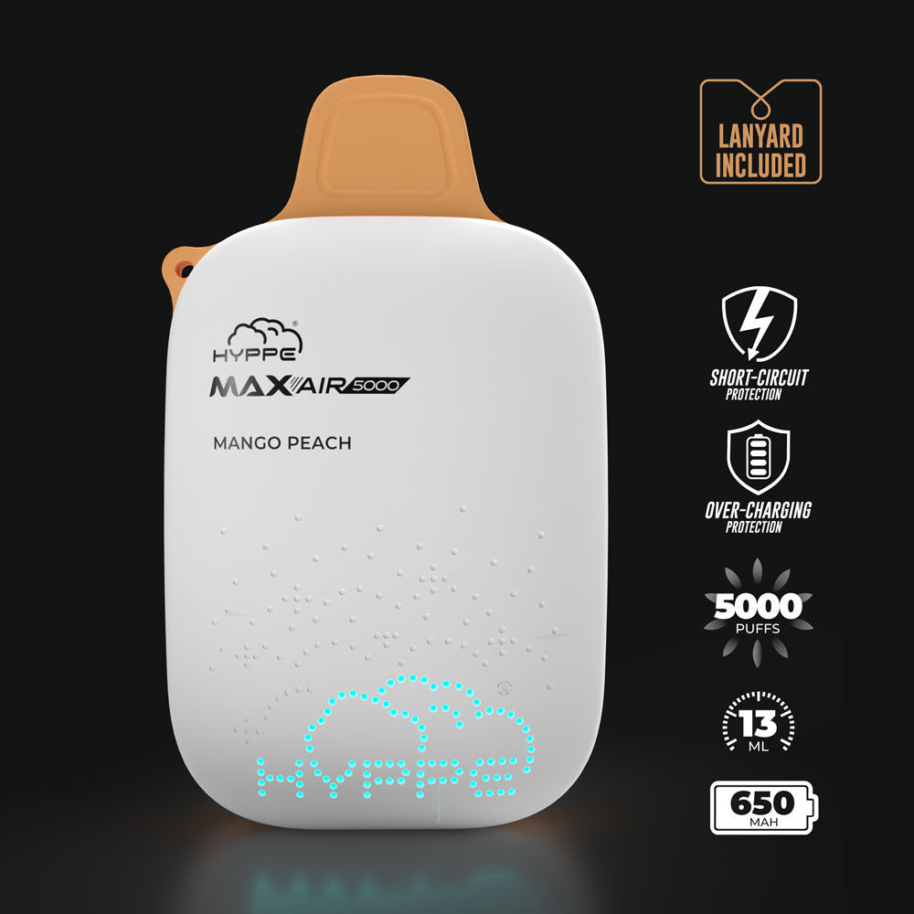 Max Air Disposable | 5000 Puffs | 13mL | 50mg | Mango Peach