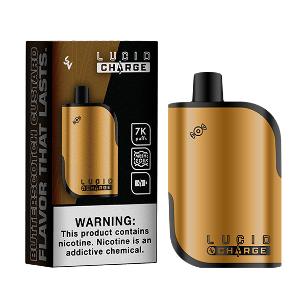Lucid Charge Disposable | 7000 Puffs | 14mL | 50mg | Butterscotch Custard with packaging