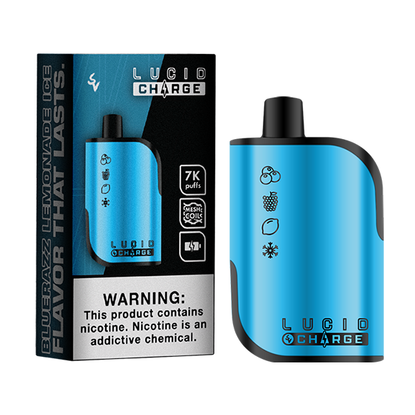 Lucid Charge Disposable | 7000 Puffs | 14mL | 50mg | Bluerazz Lemonade Ice with packaging