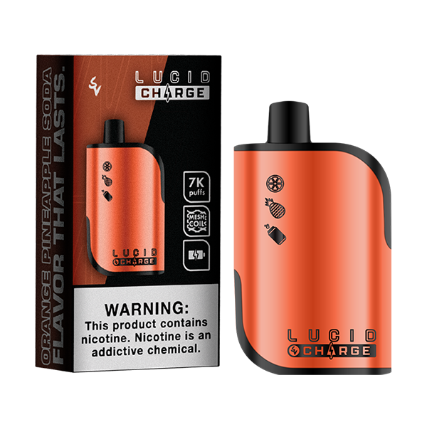 Lucid Charge Disposable | 7000 Puffs | 14mL | 50mg | Orange Pineapple Soda with packaging