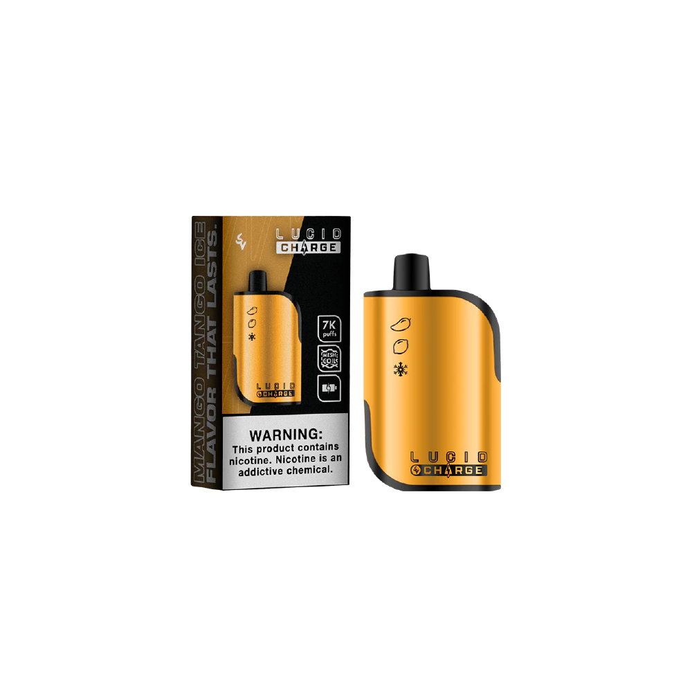Lucid Charge Disposable | 7000 Puffs | 14mL | 50mg | Mango Tango Ice with packaging