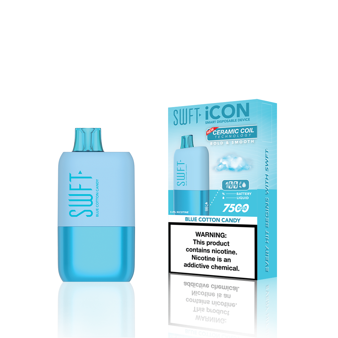 SWFT Icon Disposable | 7500 Puffs | 17mL | Blue Cotton Candy with Packaging