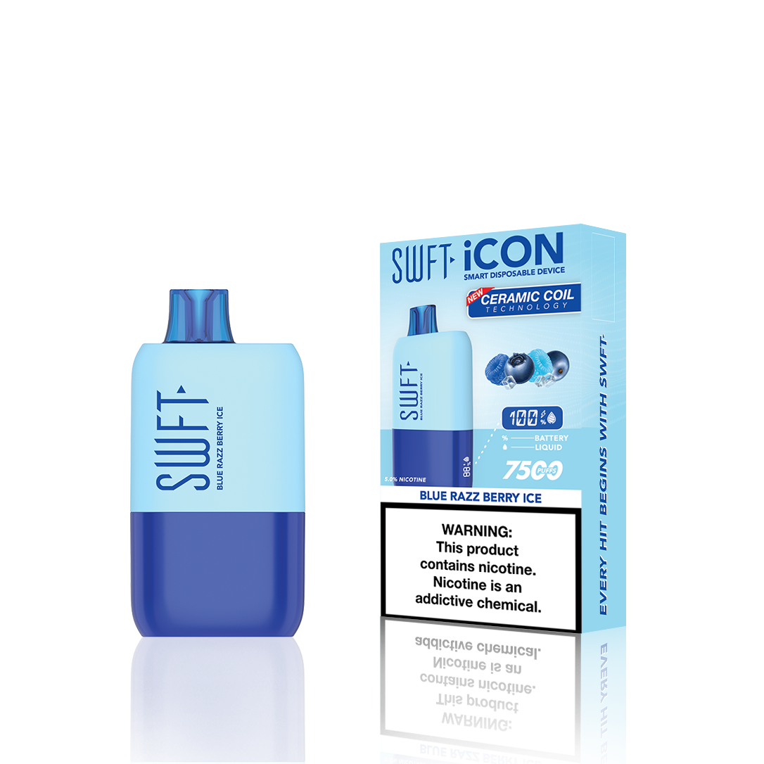SWFT Icon Disposable | 7500 Puffs | 17mL | Blue Razz Berry Ice with Packaging