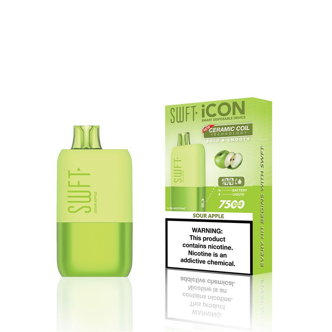 SWFT Icon Disposable | 7500 Puffs | 17mL |  Sour Apple with Packaging