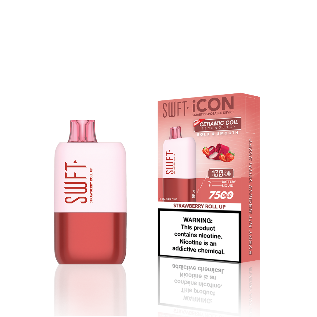 SWFT Icon Disposable | 7500 Puffs | 17mL |  Strawberry Roll Up with Packaging