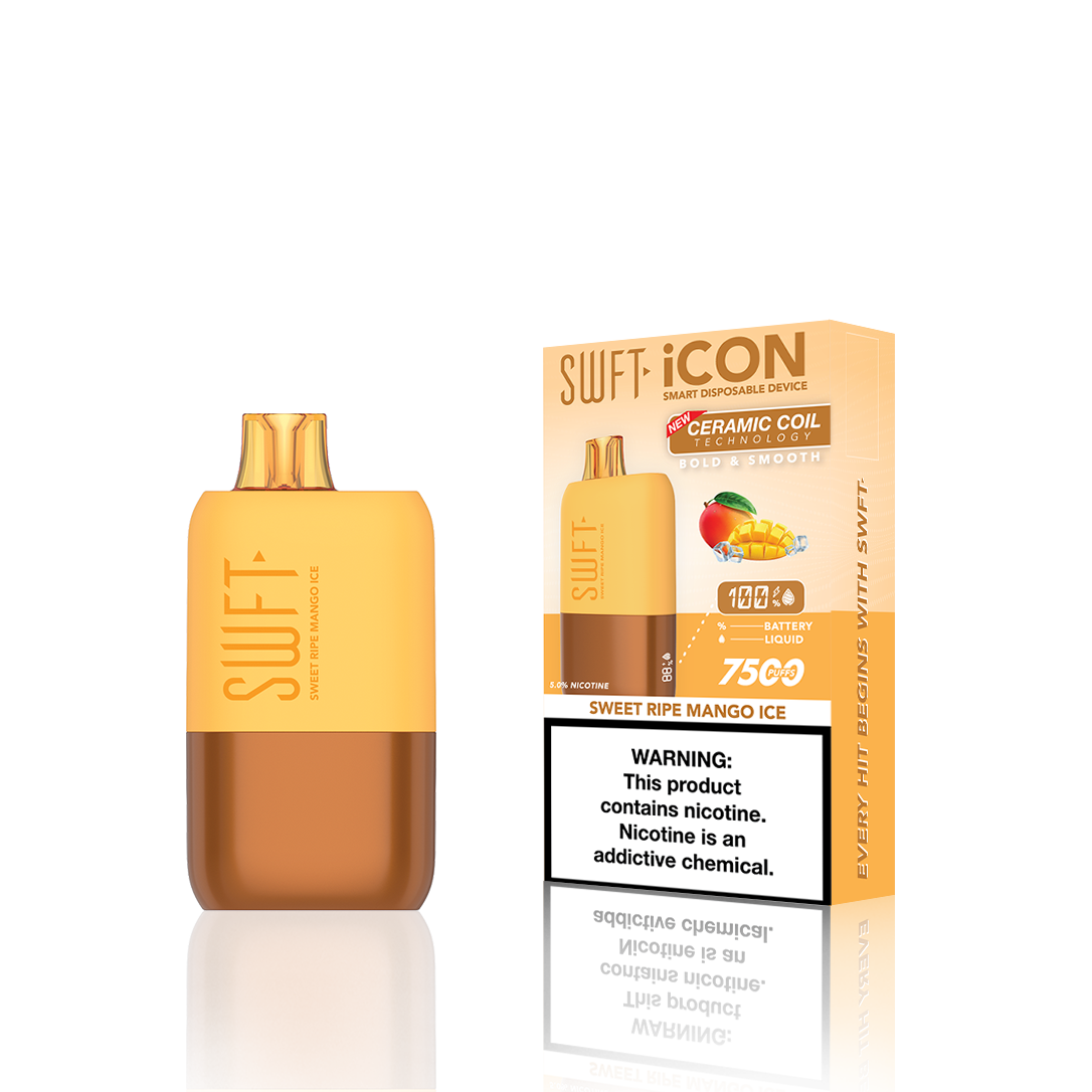 SWFT Icon Disposable | 7500 Puffs | 17mL | Sweet Ripe Mango Ice with Packaging