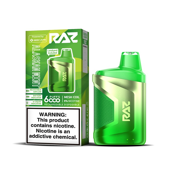 RAZ CA6000 Disposable | 6000 Puffs | 10mL | 50mg | Alaskan Mint with Packaging