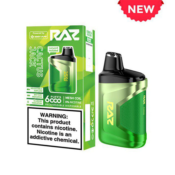 RAZ CA6000 Disposable | 6000 Puffs | 10mL | 50mg | Cactus Jack with Packaging
