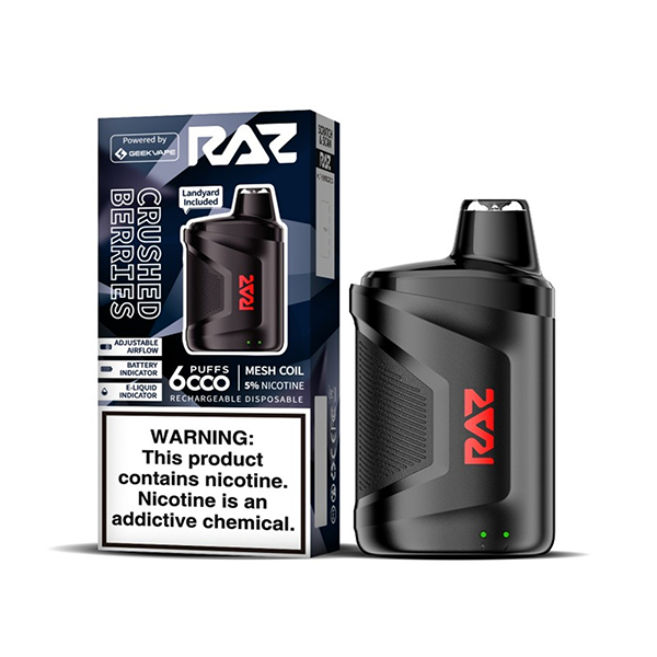 RAZ CA6000 Disposable | 6000 Puffs | 10mL | 50mg | Crushed Berries with Packaging