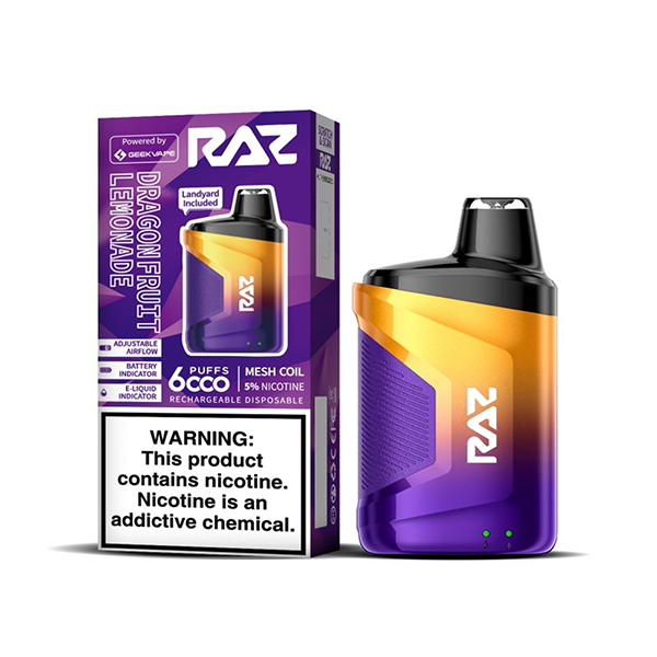 RAZ CA6000 Disposable | 6000 Puffs | 10mL | 50mg | Dragon Fruit Lemonande with Packaging