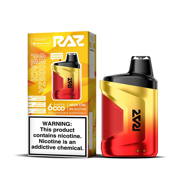 RAZ CA6000 Disposable | 6000 Puffs | 10mL | 50mg | Georgia Peach with Packaging