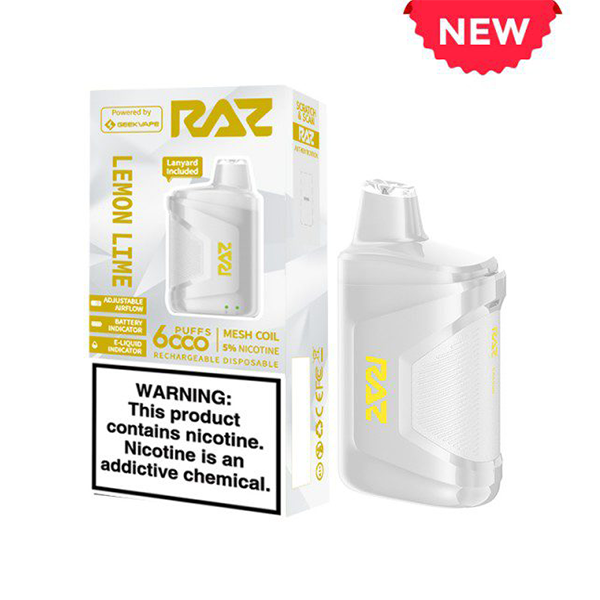 RAZ CA6000 Disposable | 6000 Puffs | 10mL | 50mg | Lemon Lime with Packaging