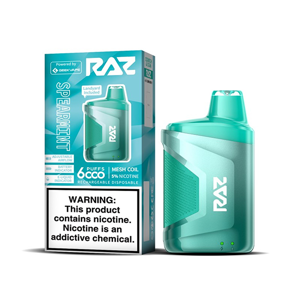 RAZ CA6000 Disposable | 6000 Puffs | 10mL | 50mg | Spearmint with Packaging