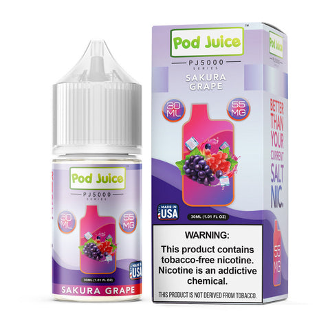 Sakura Grape by Pod Juice PJ5000 Series Salt 30mL with Packaging