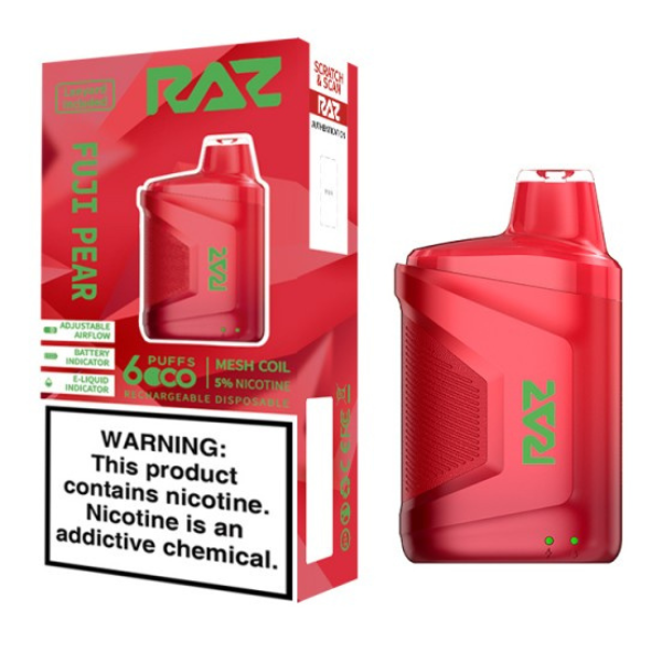 RAZ CA6000 Disposable | 6000 Puffs | 10mL | 50mg | Fuji Pear with Packaging