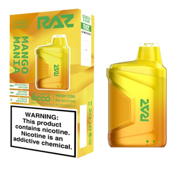 RAZ CA6000 Disposable | 6000 Puffs | 10mL | 50mg | Mango Mania with Packaging