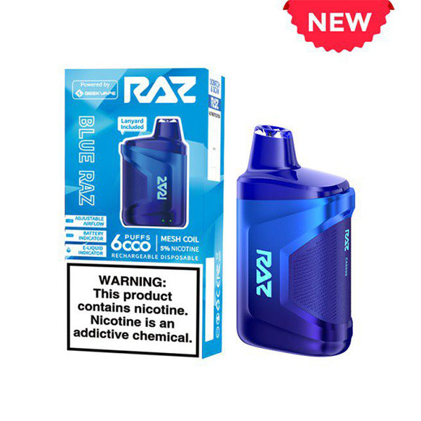 RAZ CA6000 Disposable | 6000 Puffs | 10mL | 50mg | Blue Razz with packaging