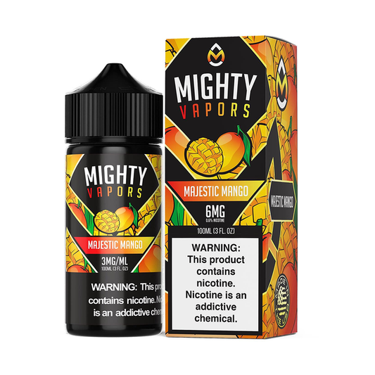 Majestic Mango by Mighty Vapors E-Juice 100ml (Freebase) 6mg bottle with Packaging