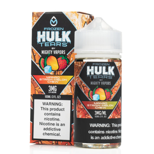 Frozen Mango Straw-Melon Chew by Mighty Vapors Hulk Tears E-Juice 100mL (Freebase) with packaging