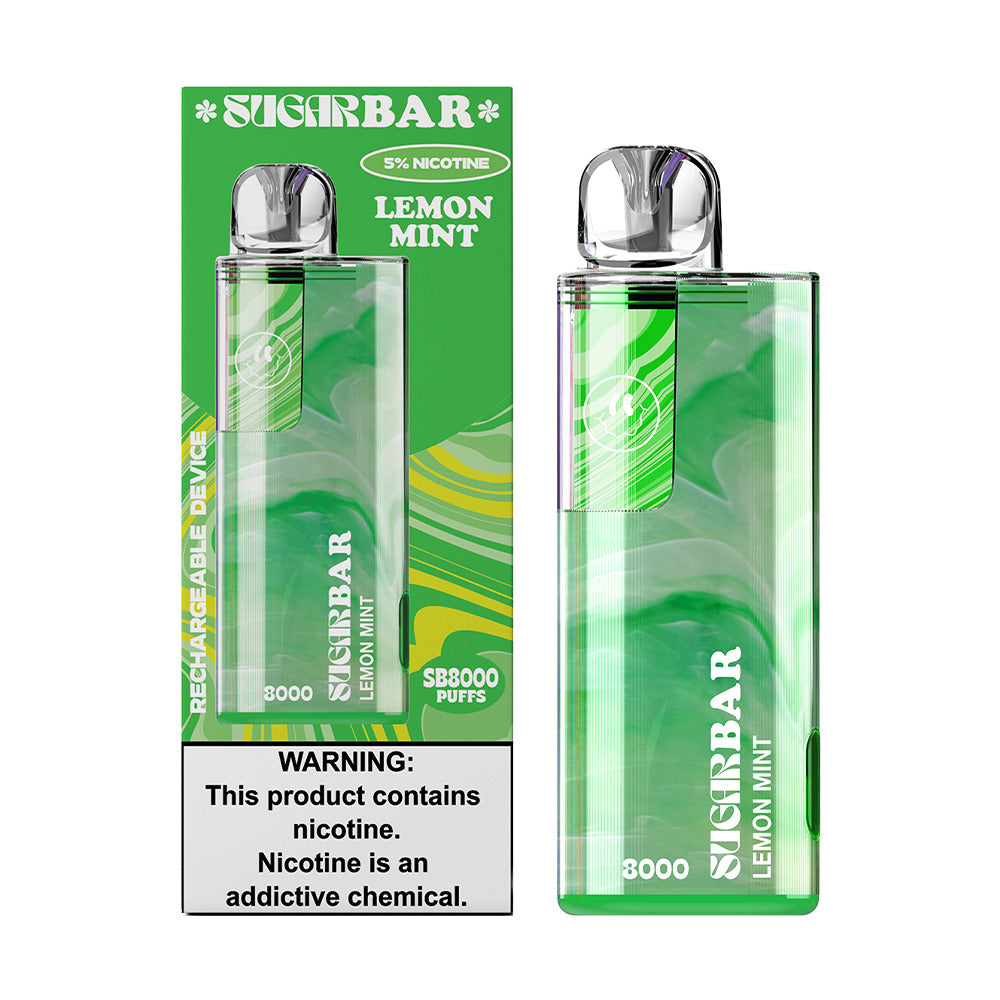 Sugarbar SB8000 Disposable 8000 Puffs 16mL 50mg lemon mint with packaging