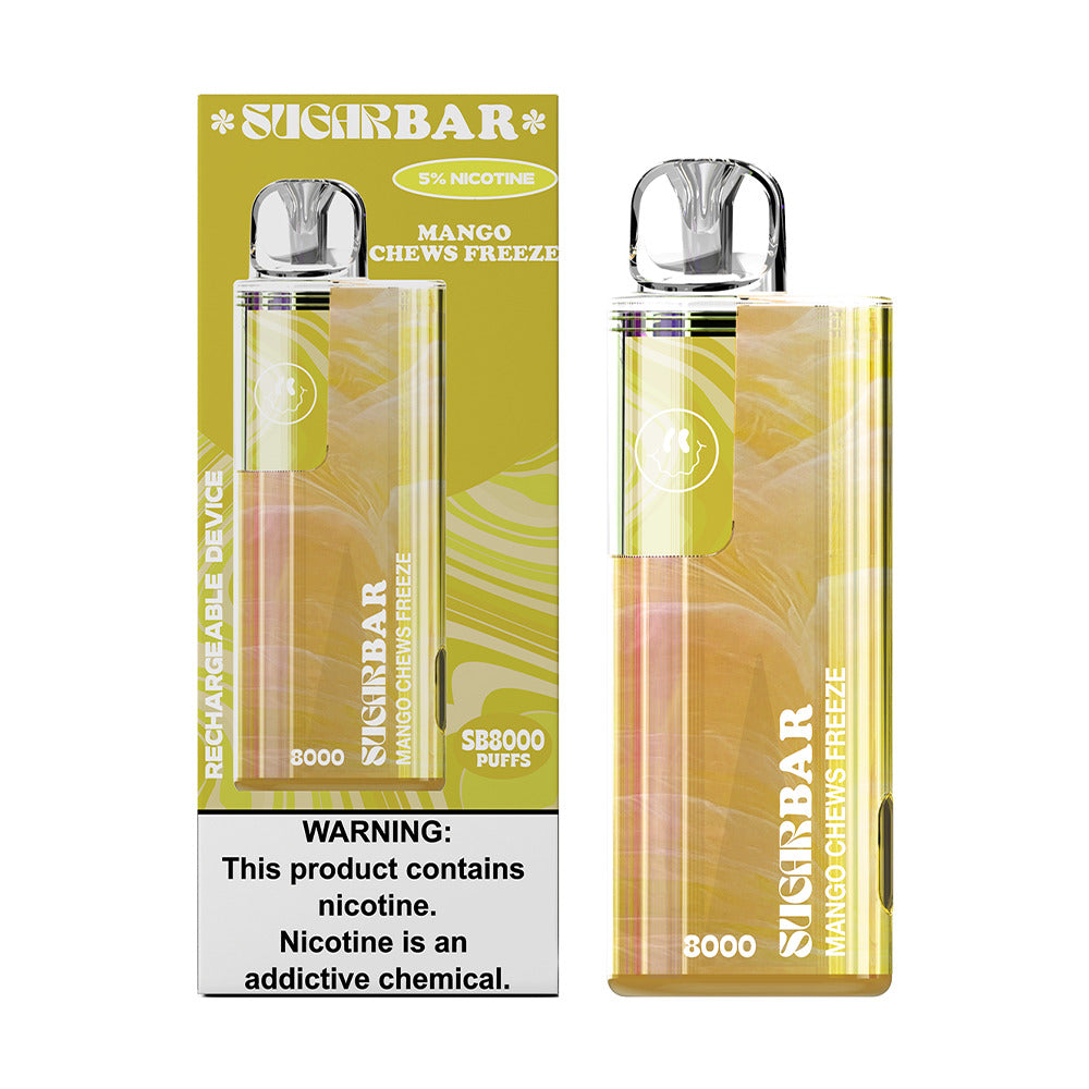 Sugarbar SB8000 Disposable | 8000 Puffs | 19mL | 50mg | mango chews freeze with packaging