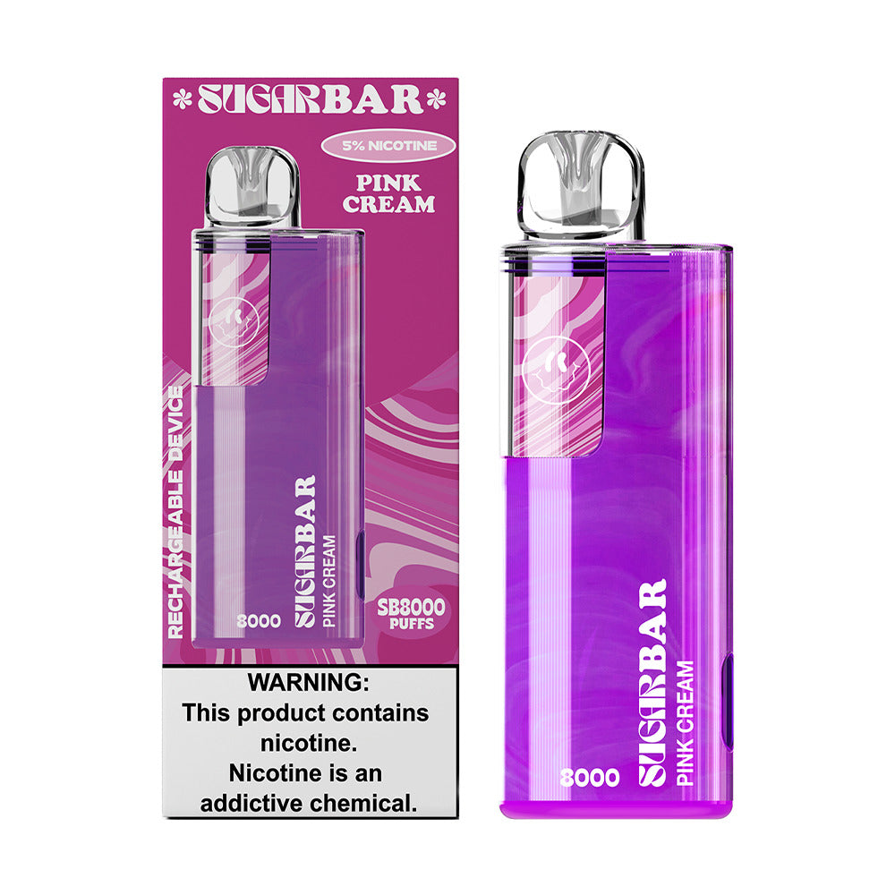 Sugarbar SB8000 Disposable | 8000 Puffs | 19mL | 50mg | pink cream with packaging