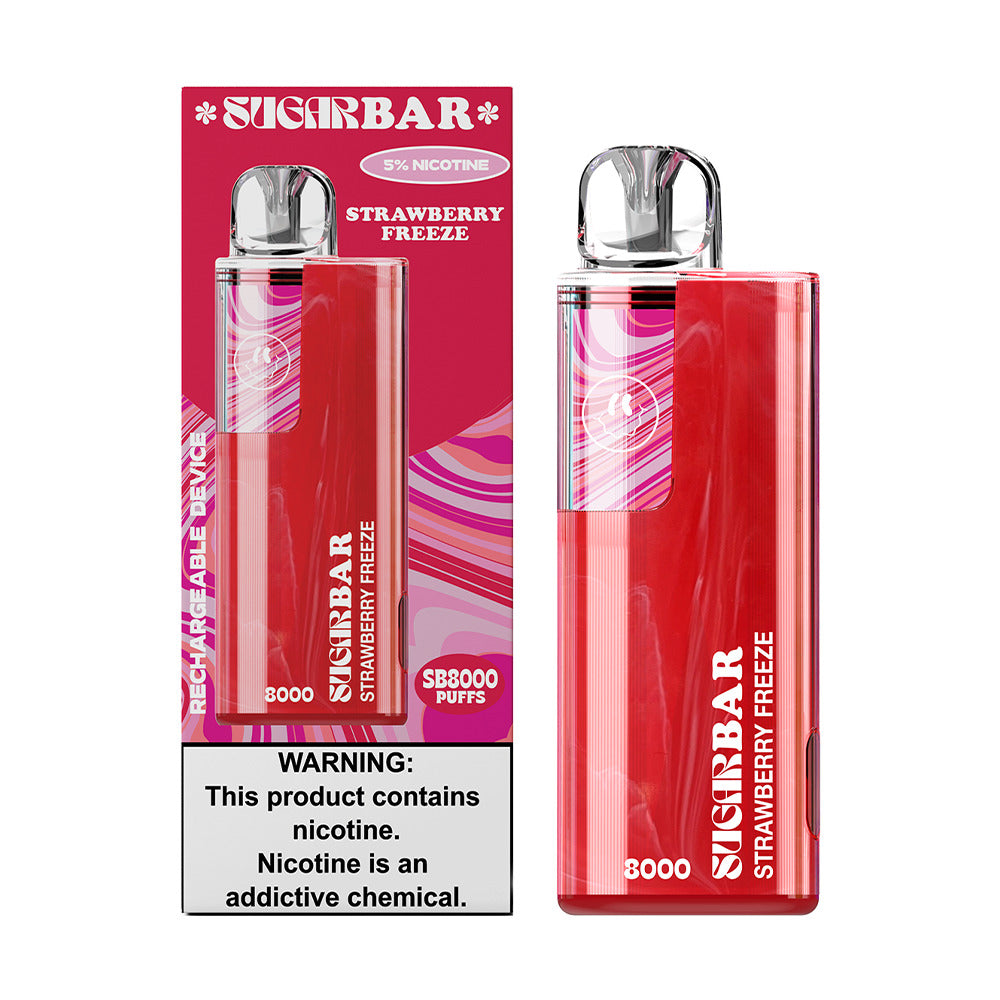 Sugarbar SB8000 Disposable | 8000 Puffs | 19mL | 50mg | strawberry freeze with packaging